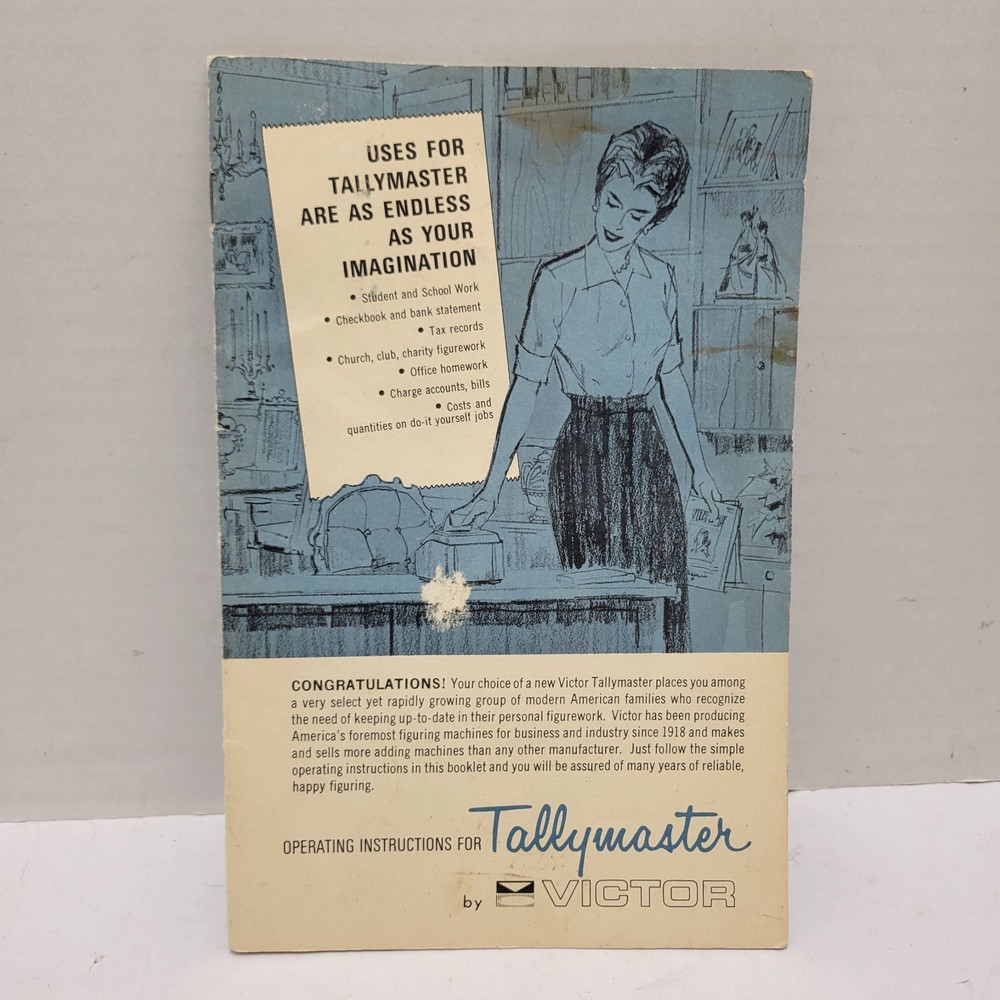 Operating Instructions For Tallymaster By Victor Booklet Instruction Manual