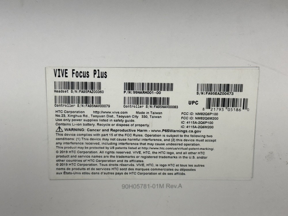 HTC Vive Focus Plus VR Headset with Controllers in Box - WORKING