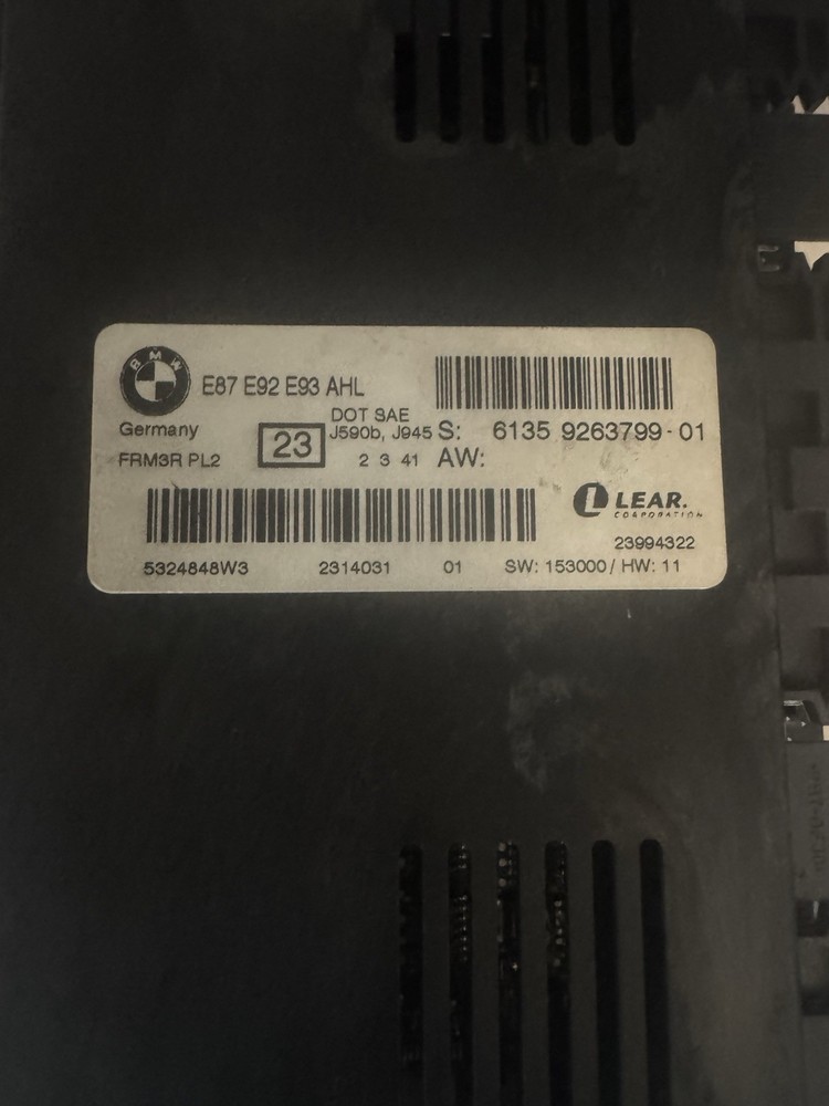 FRM3 FOOTWELL CONTROL MODULE PART AND VIN REPROGRAMMING.