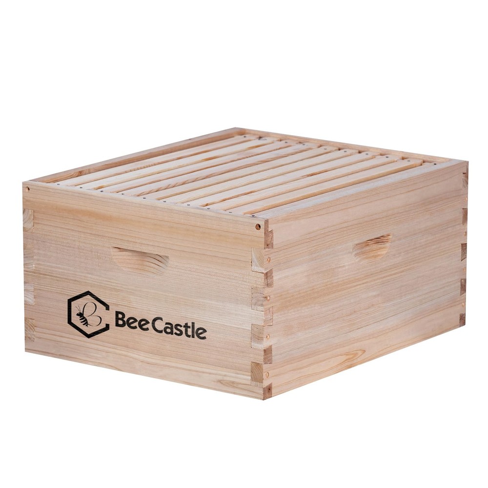 10 Frame Deep Brood Bee Hive Box, Langstroth Honey Bee Hive Include Beehive F...