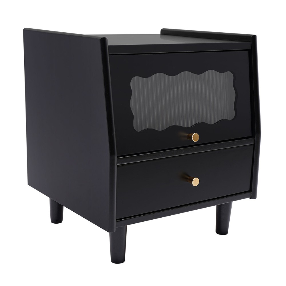 Two-tier Bedside Cabinet Nightstand Bedside Table Modern End Table Bedroom Black