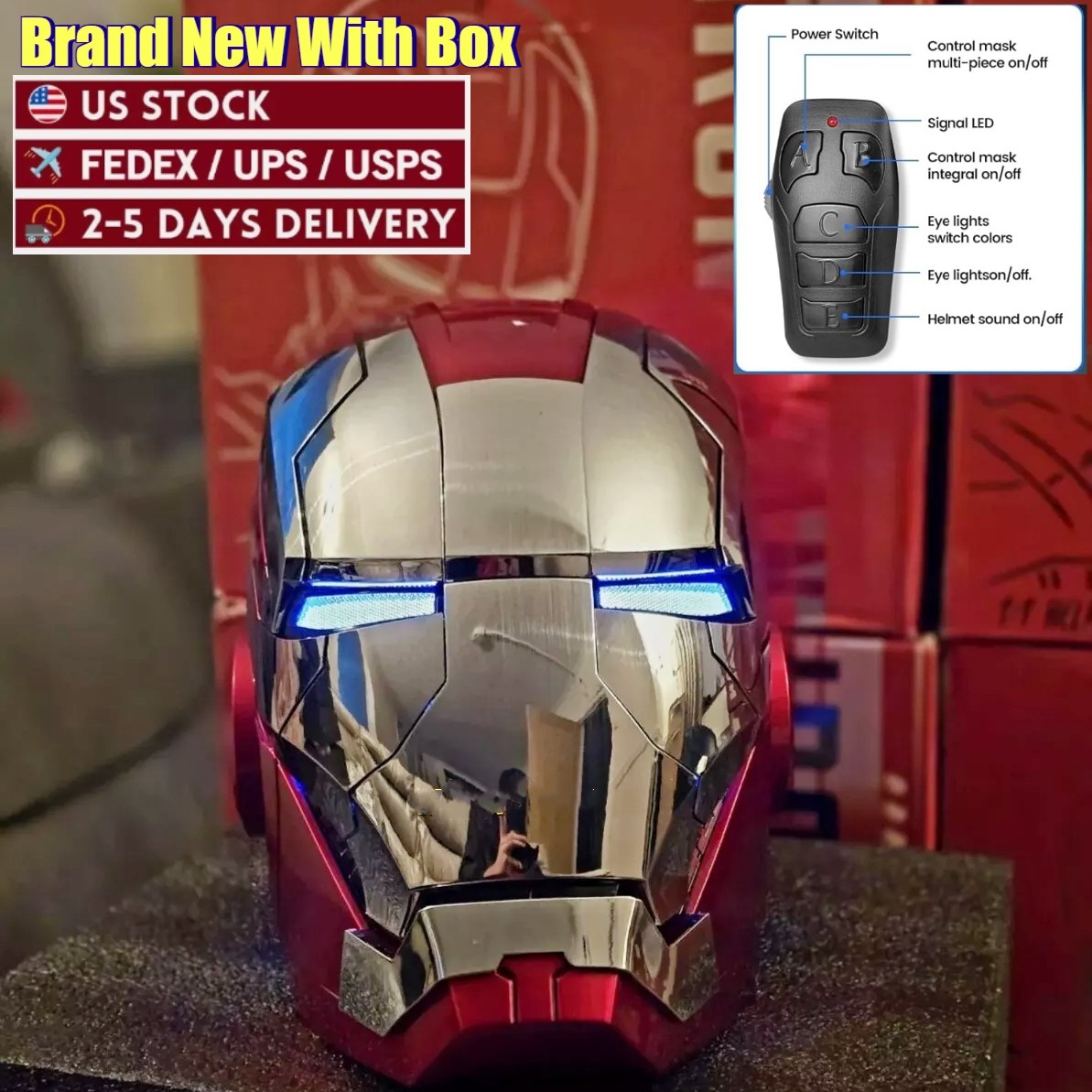 Autoking Iron Man Helmet MK5 1/1 Voice-controlled Mask Transform CosplayProp NEW