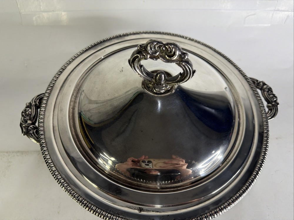 Vintage Silver Plated Chafing Dish w/ Lid & Insert – 3 Footed Warming Dish