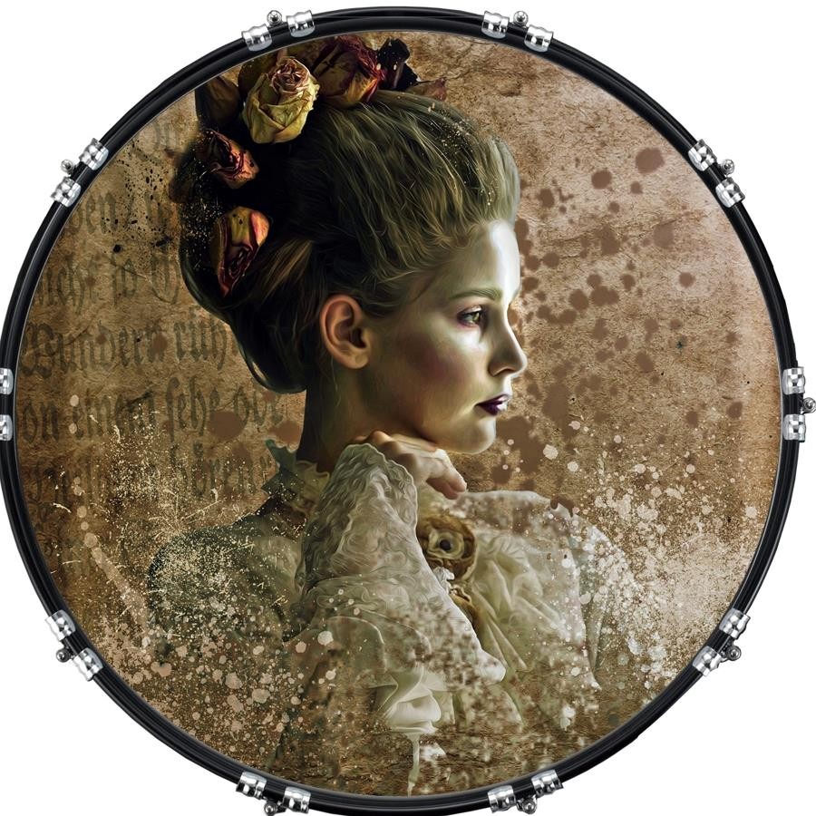 22" Custom Bass Kick Drum Front Head Graphic Graphical Ghostly Lady