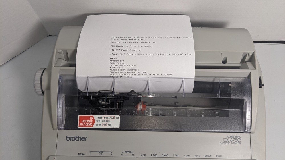 Brother GX-6750 Correctronic Electronic Typewriter Tested Working Cleaned