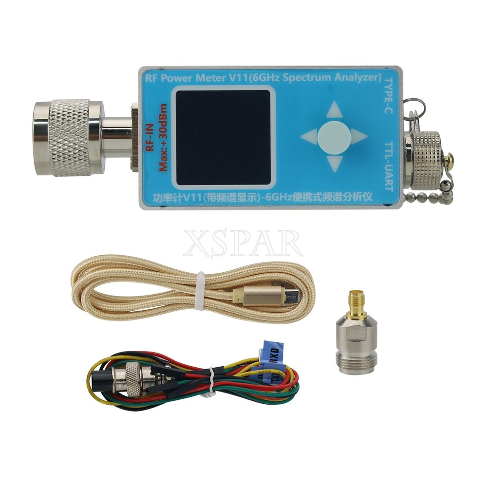 RF Power Meter V11&6GHz Spectrum Analyzer w/Type-C Cable+Data Cable+SMA Adapter