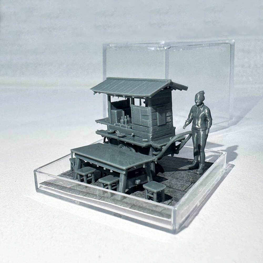 1:64 Snack Stalls Breakfast Shops Display Boxes Pushcart Decorative Scenes