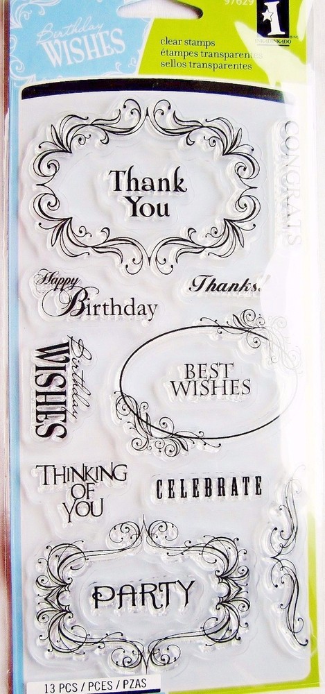Expressions & Frames Card Sentiments Clear Acrylic Stamp Set by Inkadinkado NEW