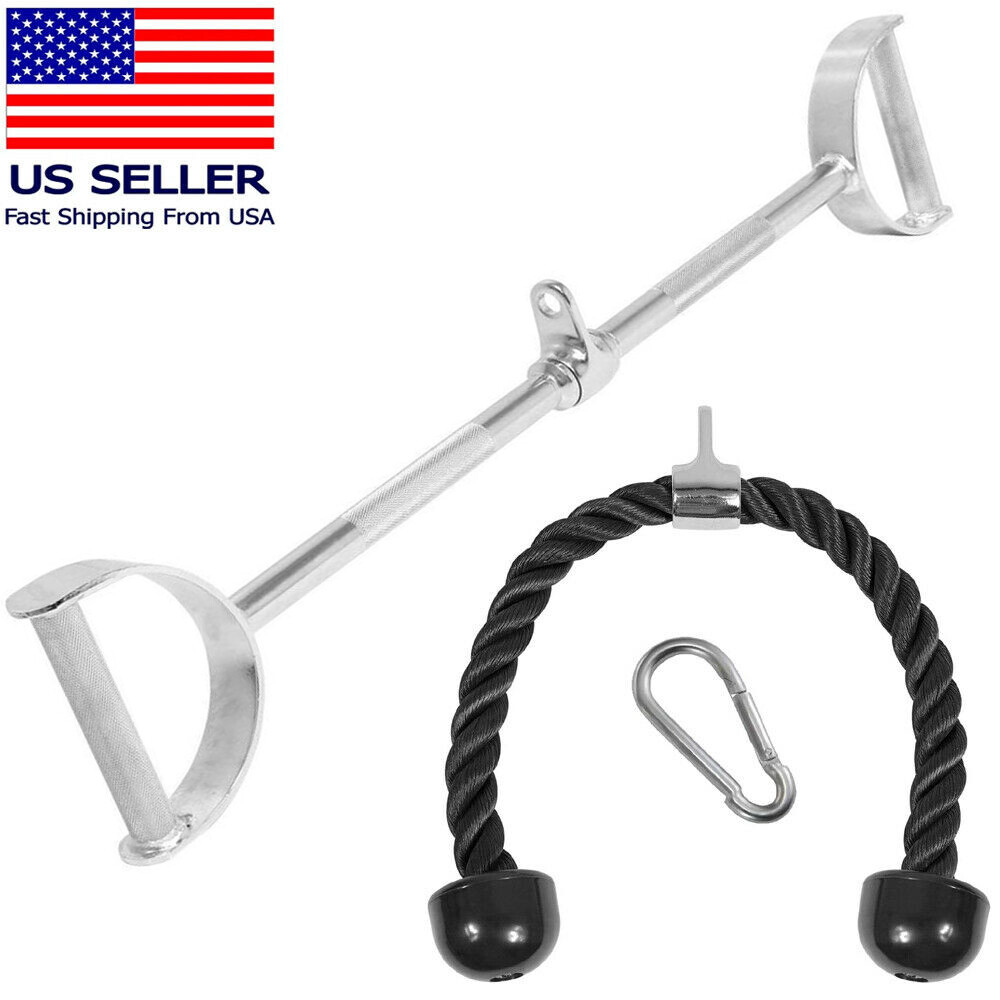 Home Gym Cable Attachment Handle Machine Strength Exercise Chrome Press Down LAT