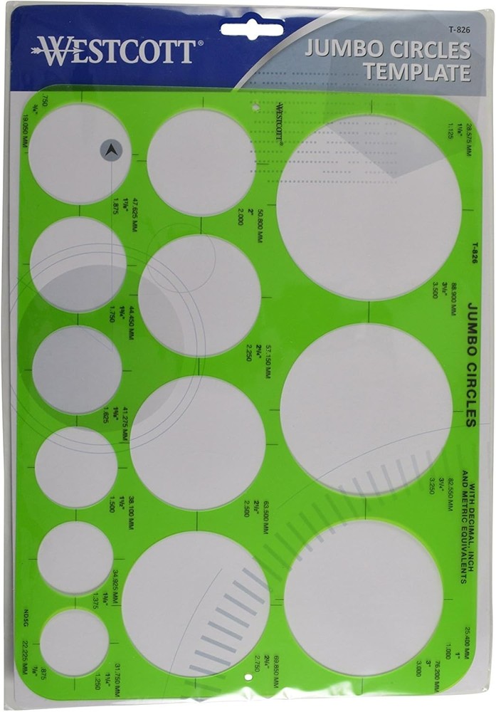 Jumbo Circles Template in Translucent Plastic for Accurate Drawings