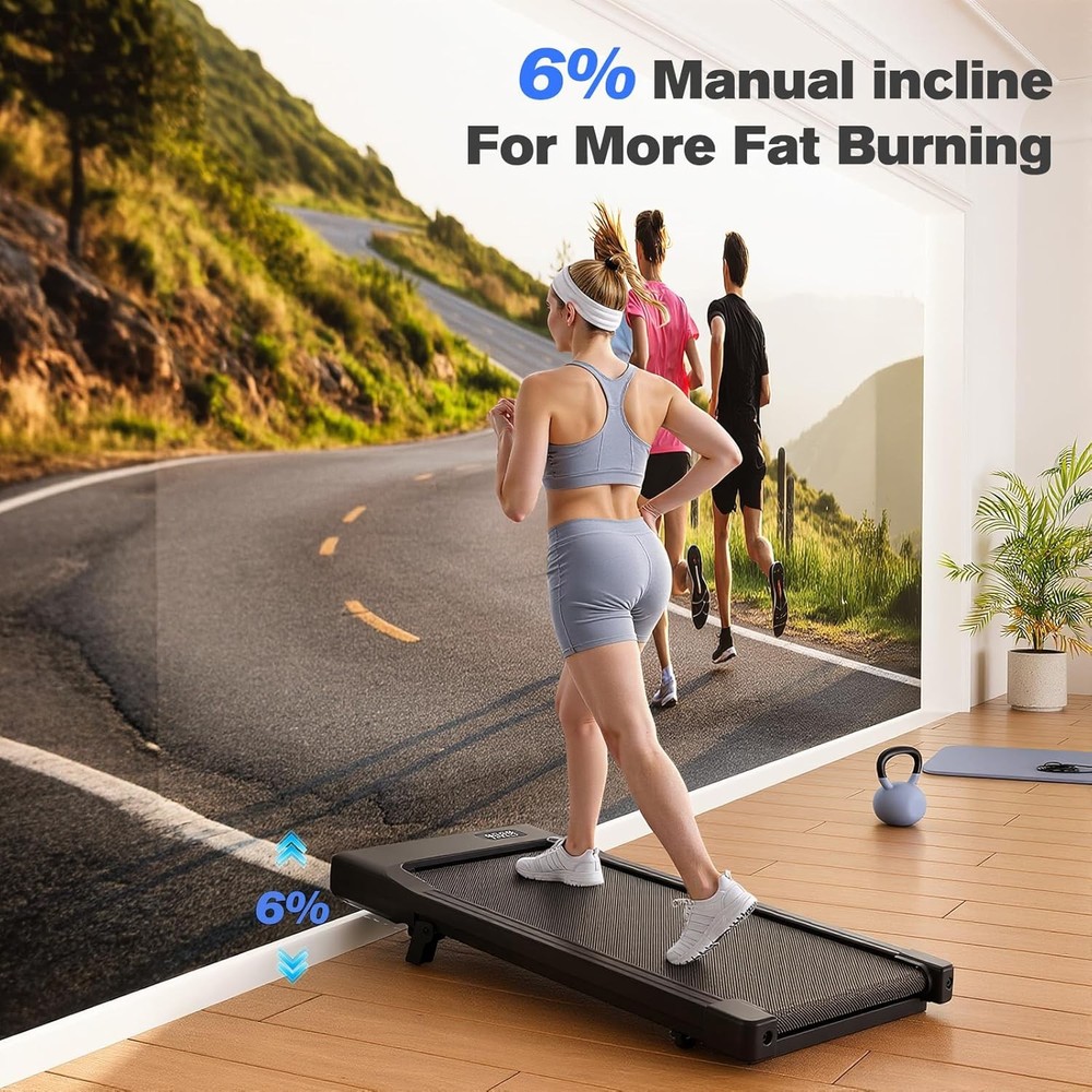 Walking Pad, 6% Walking Pad with Incline, No-Assembly Walking pad Treadmill