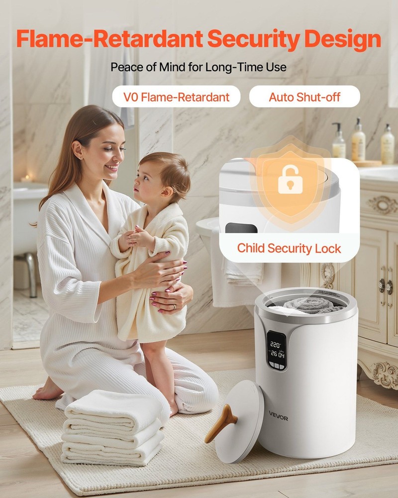 20L Heated Storage Basket for Towels with Timer and Scent Insert White