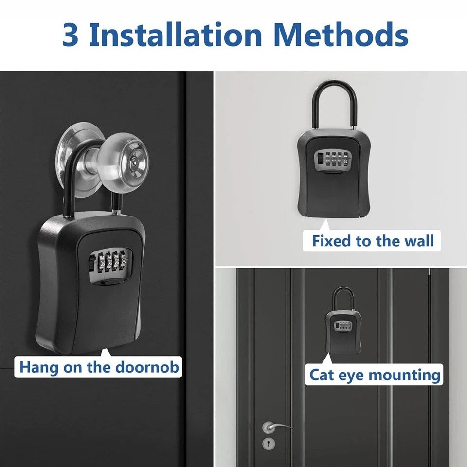 Key Lock Box for Outside-Combination Lockbox for House Key-PortableWall Mounted