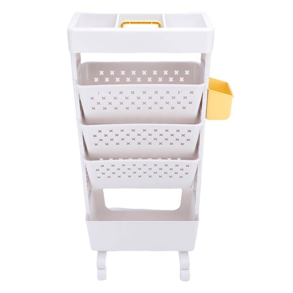 Rolling Book Cart 5 Tier PP Multi-Functional Movable Storage Book Rack Utility