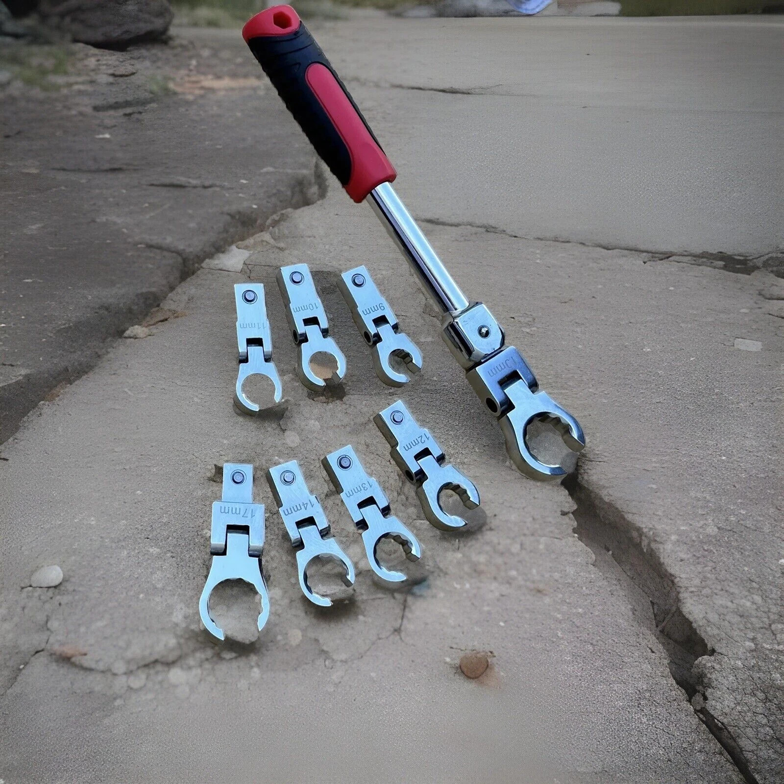 9pcs Flare Nut Flexible Open End Offset Box Wrench Metric Set Brake Line Wrench