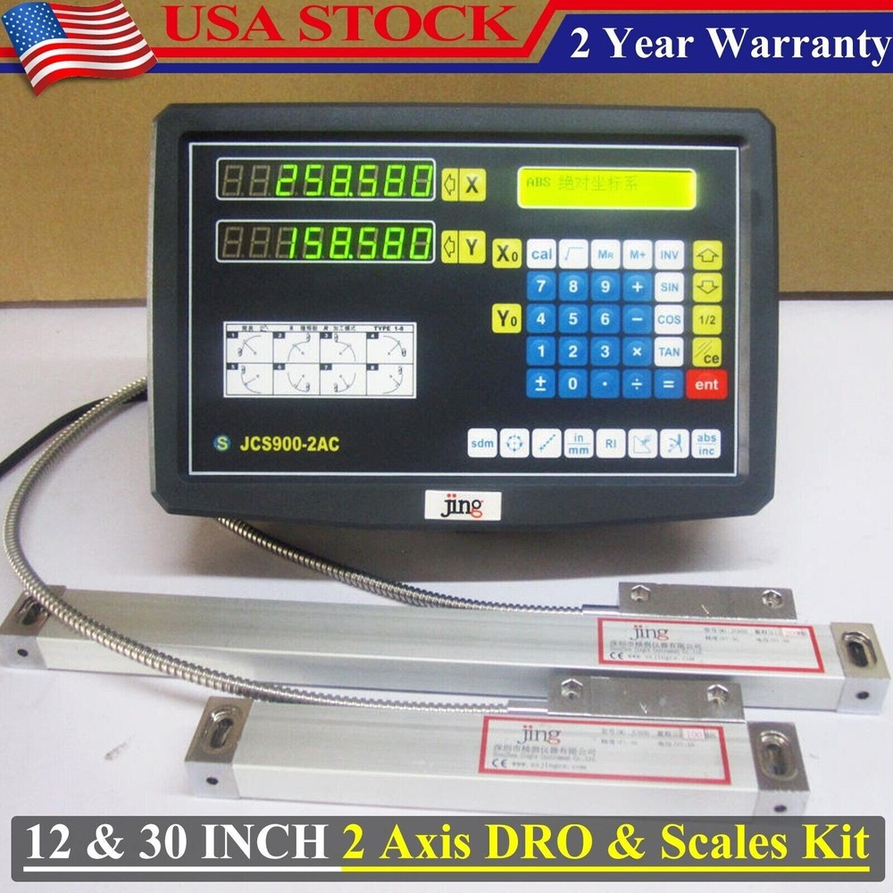 Digital Readout 12" & 30" Linear Scale w/ DRO 2 Axis Kit for Bridgeport Mill