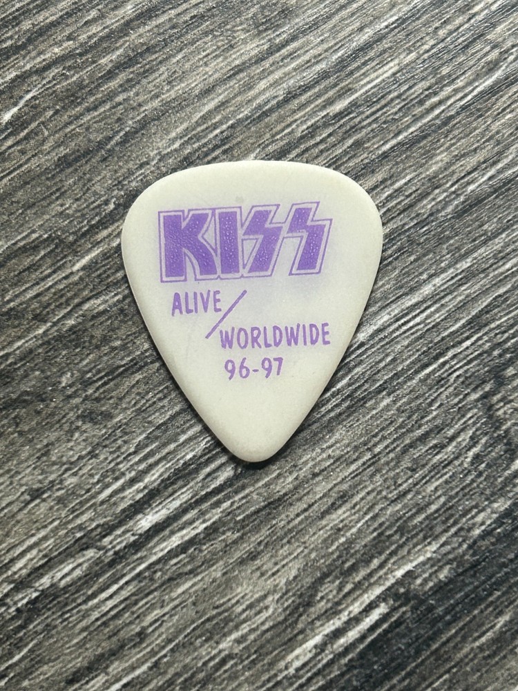 KISS Guitar Pick PAUL STANLEY Alive Reunion White Purple Glow In Dark Vintage