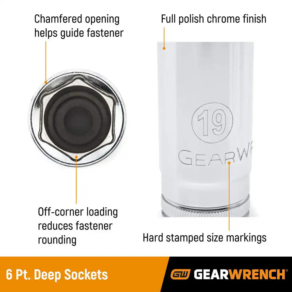 1/2 In. Drive 6 Point Deep Metric Socket 17Mm