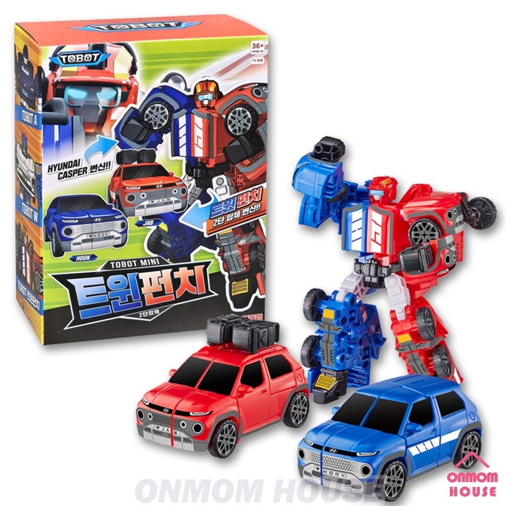 TOBOT MINI TWIN PUNCH Blue & Red Car Combine Transformer Robot Figure 2025