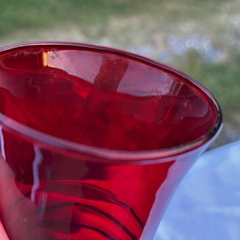 Pair of Ruby Red Anchor Hocking Vases MCM Classic