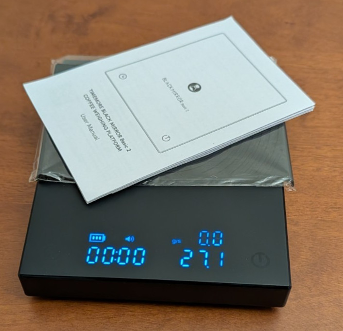 Black Mirror Basic 2 Coffee Scale with Timer, 2kg/0.1g High Precision Kitchen