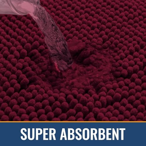 Bathroom Rugs 36x24, Extra Soft Absorbent 36" x 24" Rectangular Burgundy