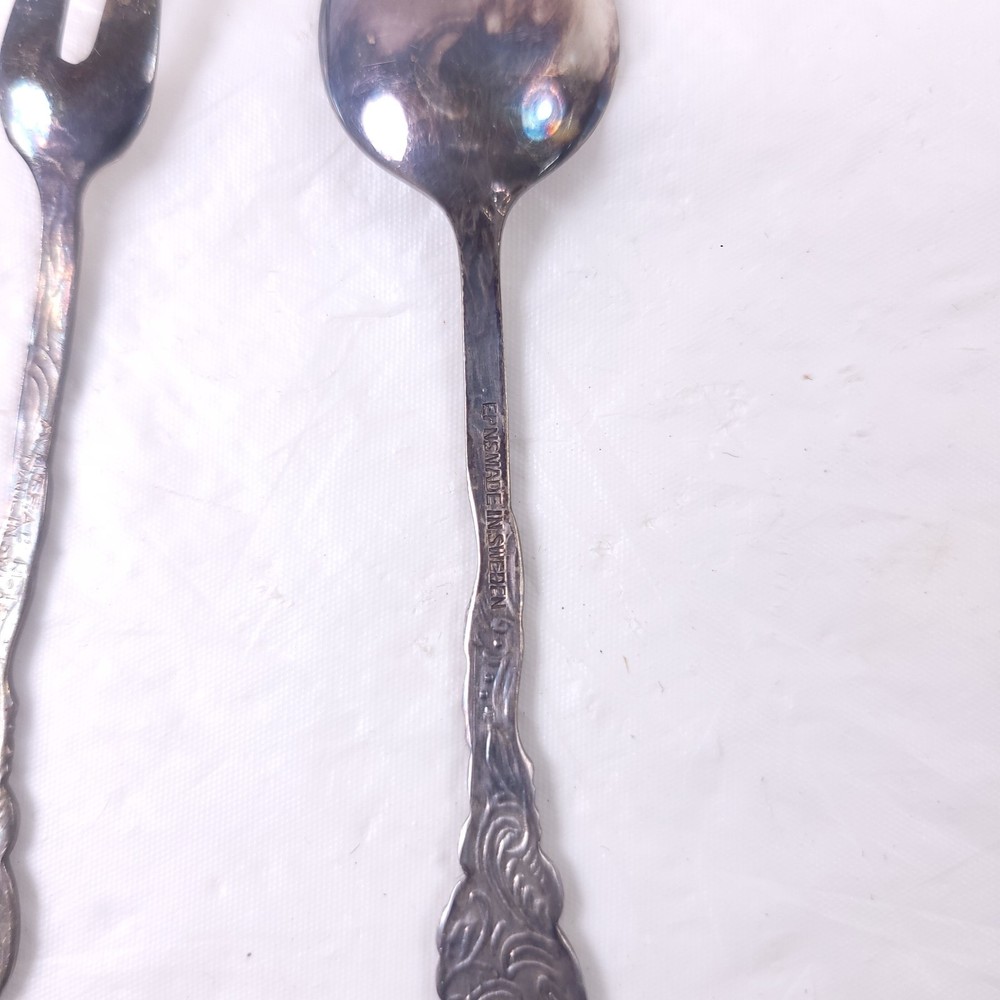Sweden Silver Tone Fork Spoon Condiments Set Box