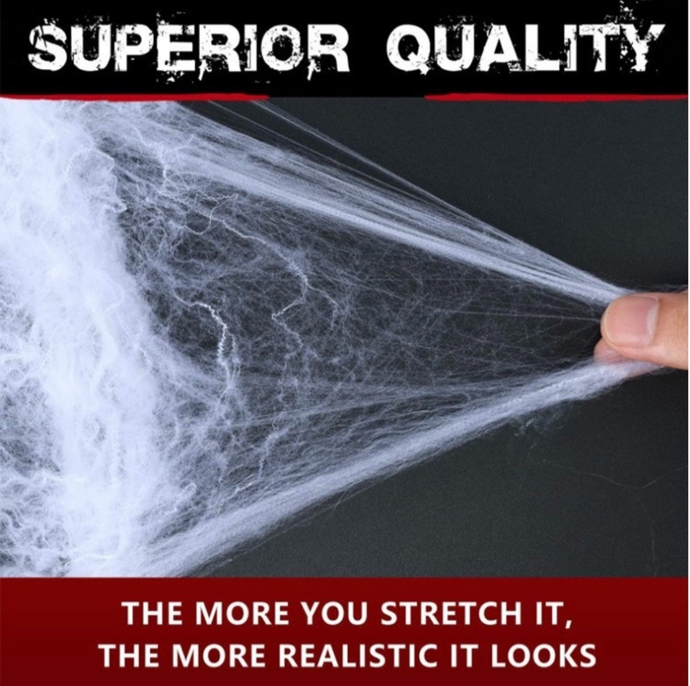 Halloween Spider Web with Black Spider Stretchable Cobweb Party Decoration