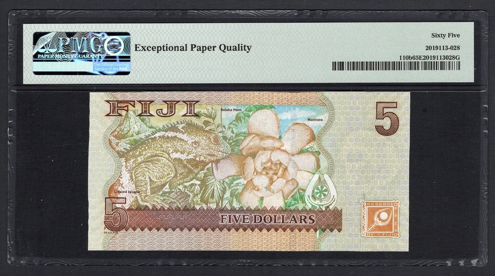 Fiji 5 Dollars ND(2012) P110b Uncirculated Grade 65