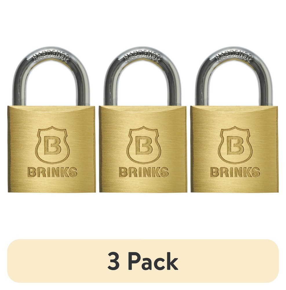 (3 pack) Brinks Solid Brass 30mm Keyed Padlock with 5/8in Shackle