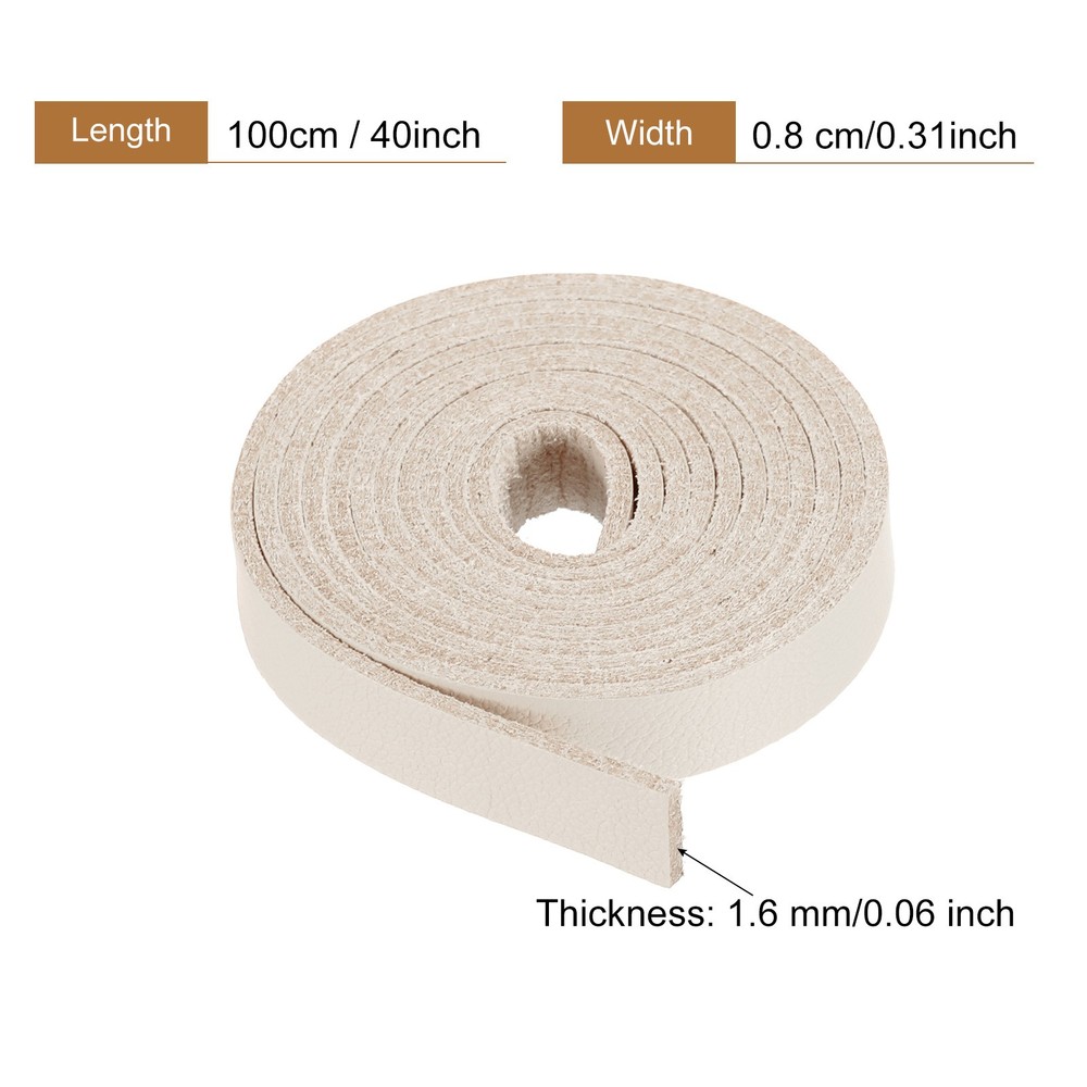 Leather straps belt strip leather stripes string 0.8cm wide, beige