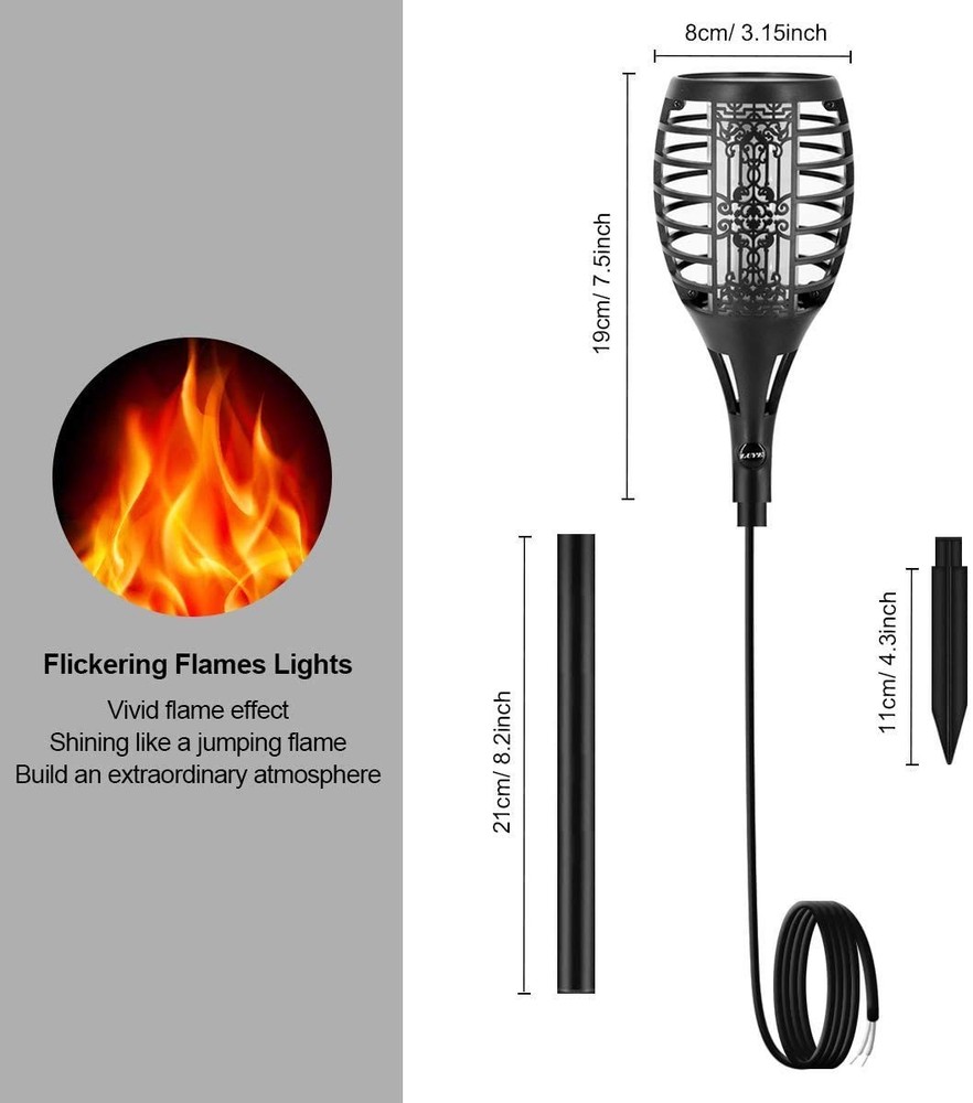 LUYE Low Voltage Torch Landscape Lights Wired Flickering Flames Torches...