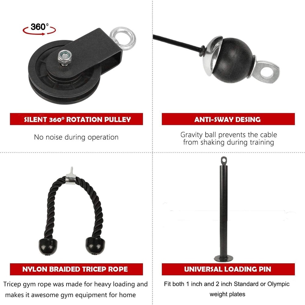 LAT Pulldown Cable Pulley System Home Gym Attachment Triceps Biceps
