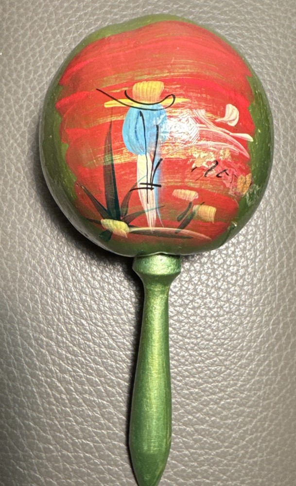 Mexican Maraca Hand Painted Percussion Instrument, Mexico