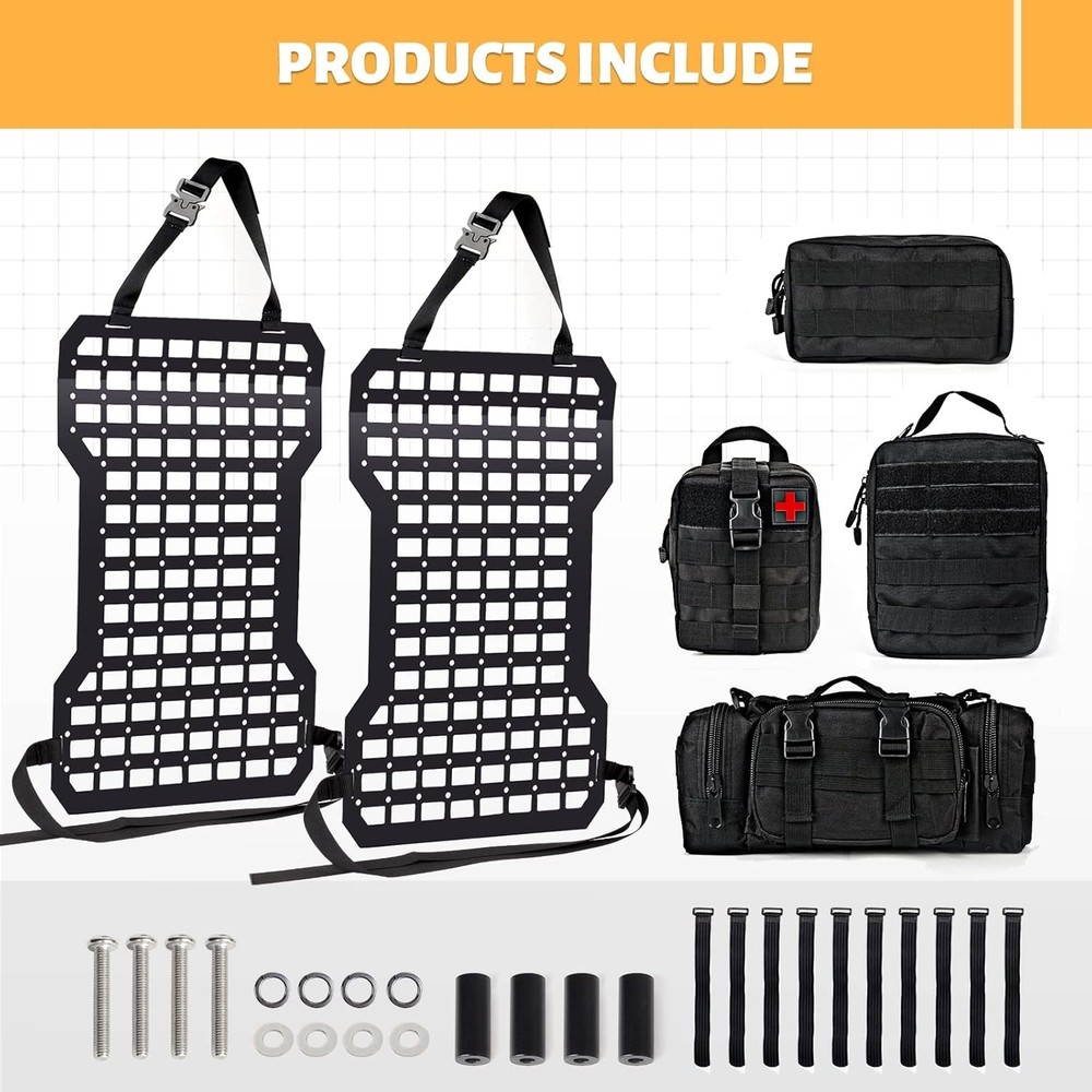 MAIKER 2pcs Tactical Rigid Molle Aluminum Insert Panel Seat Back Organizer Mo...