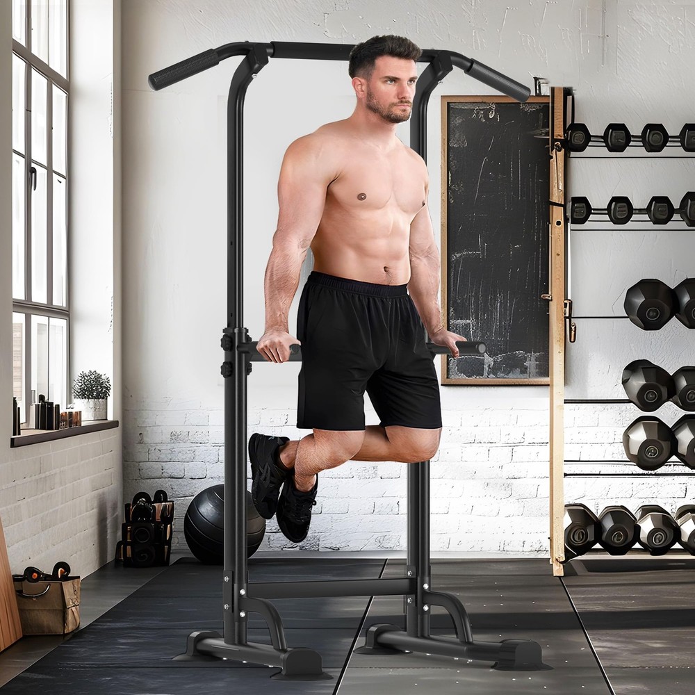 SogesHome Power Tower Pull Up Bar and Dip Station, Height Adjustable Dip Stan...