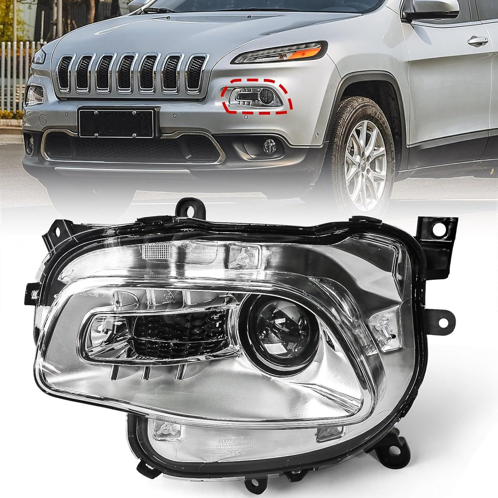 Left Headlight Assembly for Jeep Cherokee 2014-2018 [Only for Halogen Type] [Whi