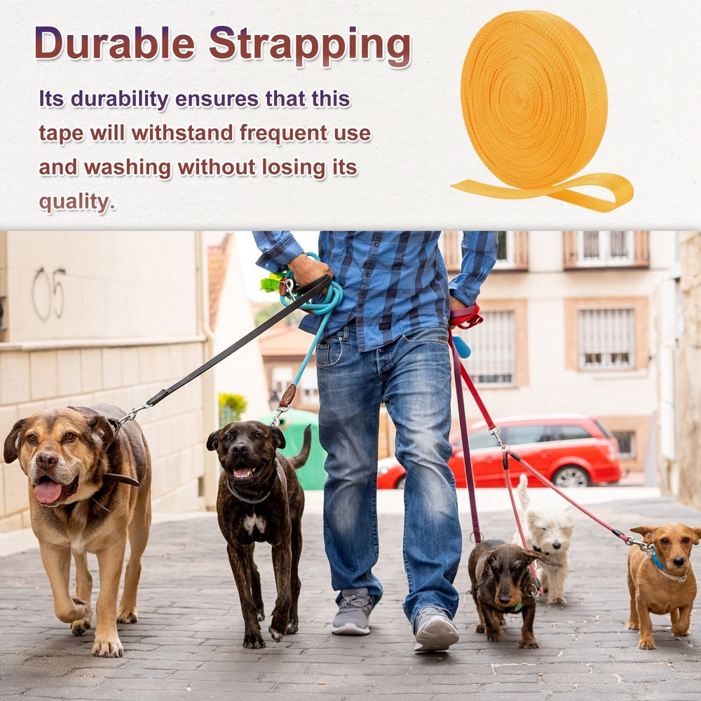 Nylon Webbing Strap, 22 Yards x 1-1/4" Polypropylene Flat Webbing Strap (Yellow)