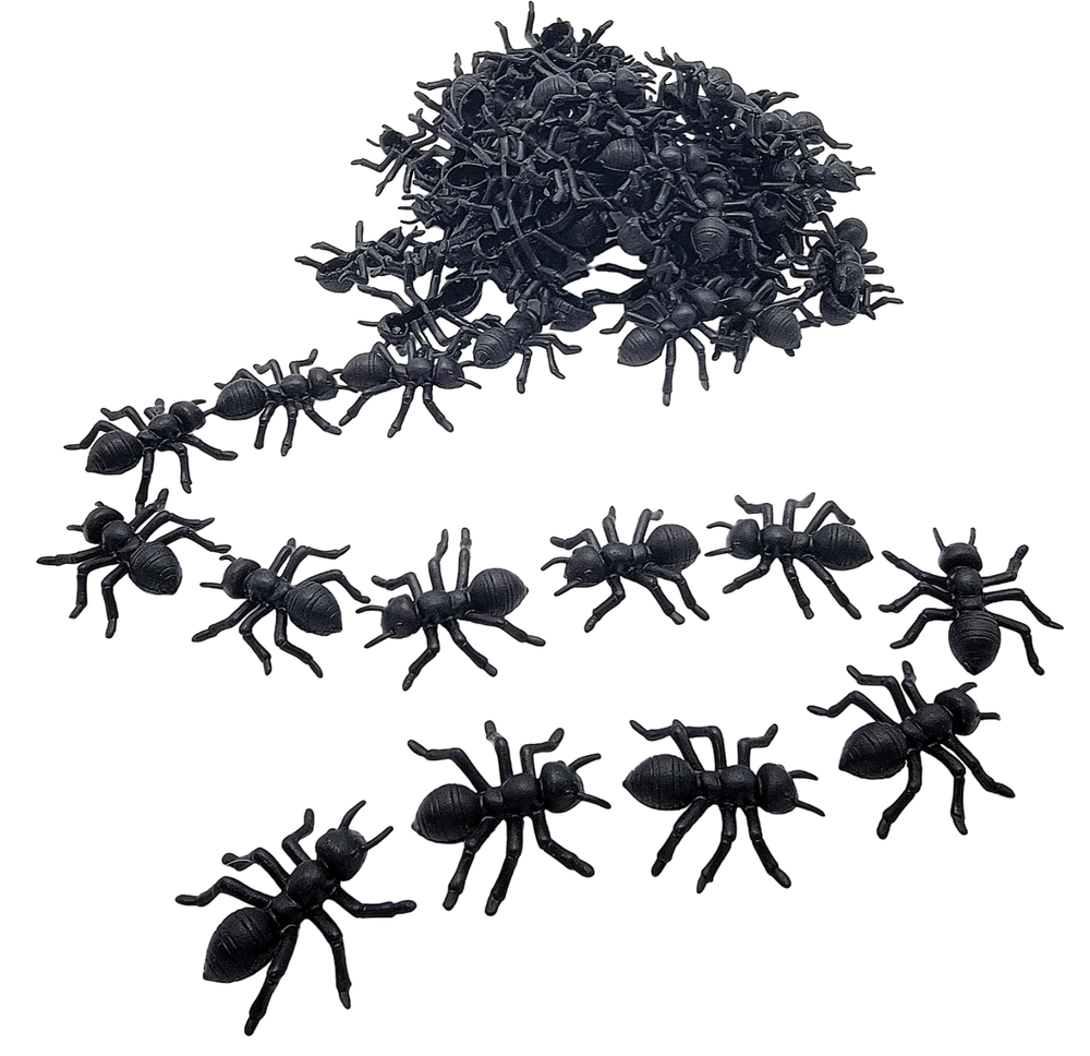 Large Black Carpenter Ant Toys (72 Pack) Plastic. 1.5"