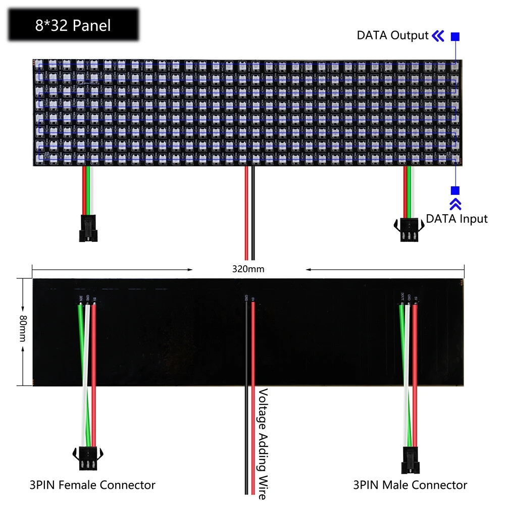 WS2812B LED Digital Flexible Individually Addressable Panel Pixel Screen