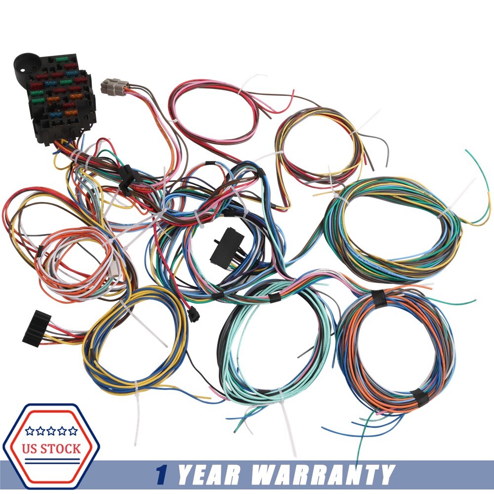 Universal 22 Circuit Wiring Harness Street Hot Rat Rod Custom Wire Kit XL WIRES