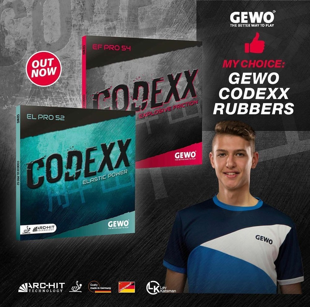 Gewo Codexx EL Pro 52 table tennis rubber, 2.2 mm (Maximum) thickness
