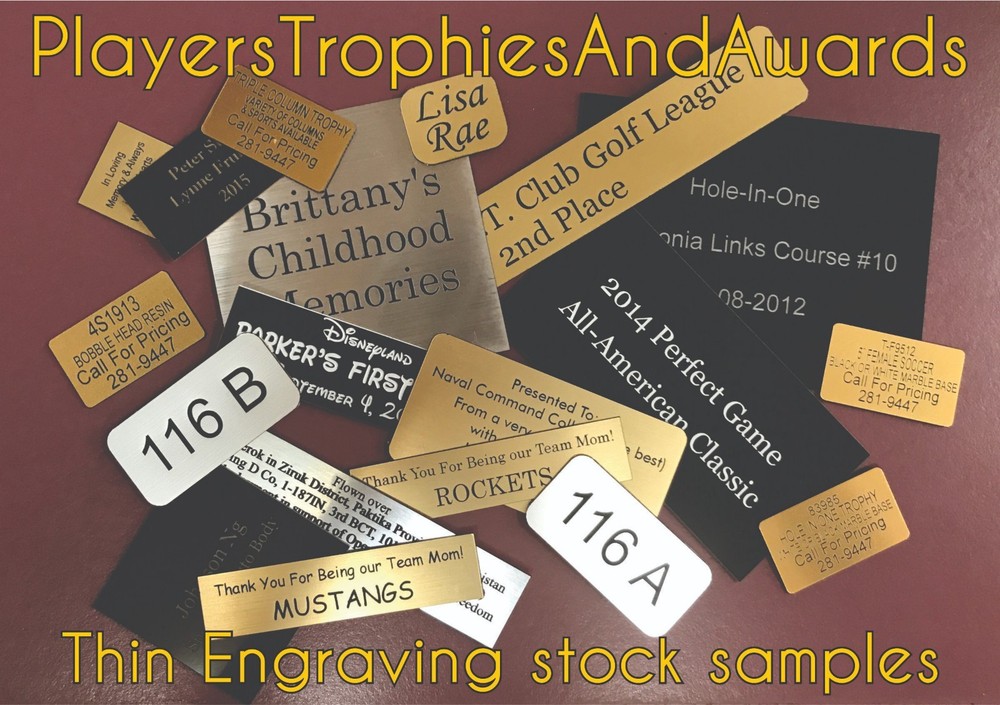 Custom Name plate Engraved Thin Plastic tag CHOICE of size Free engraving proof