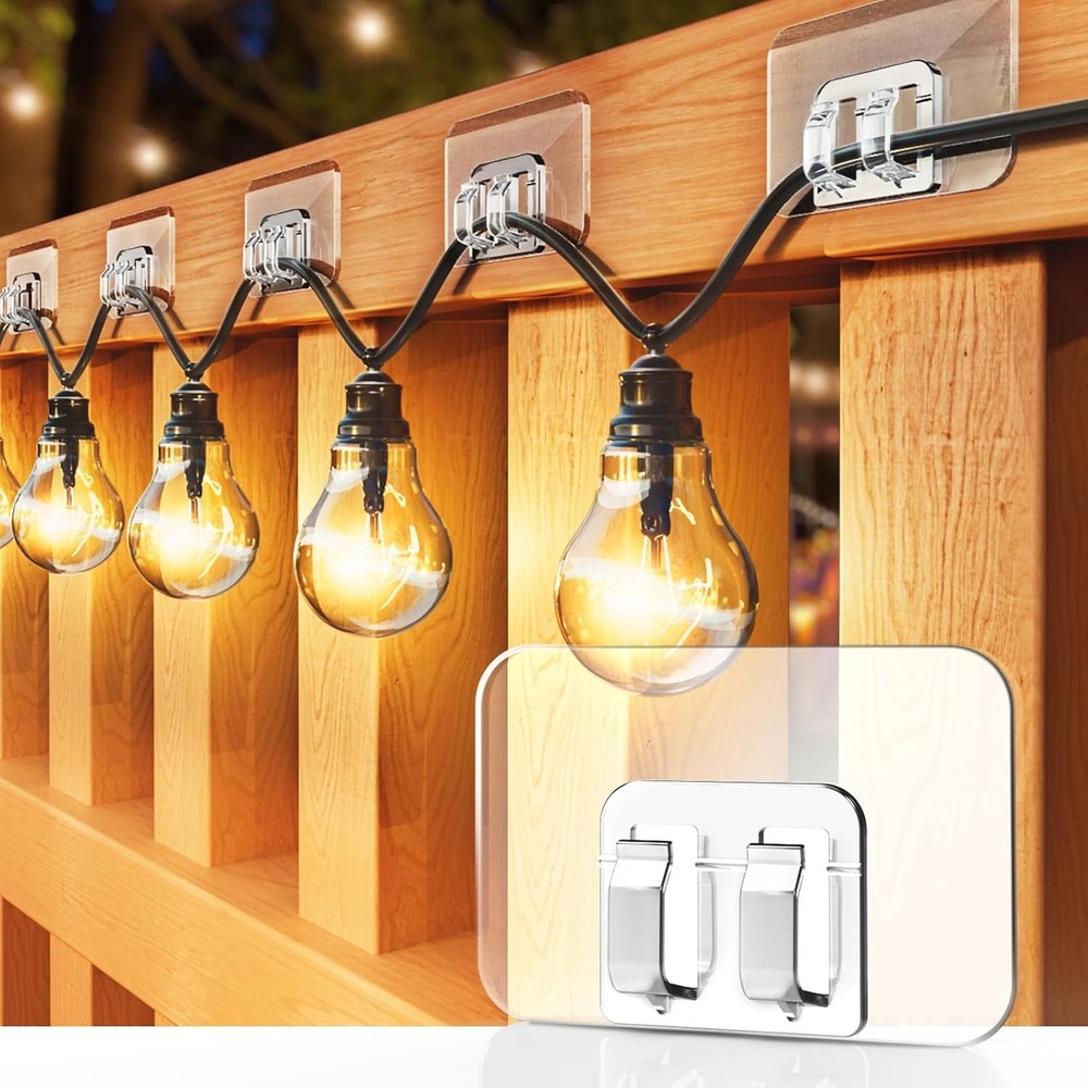 10 PCS with Adhesive Strips Hooks for Outdoor String Lights