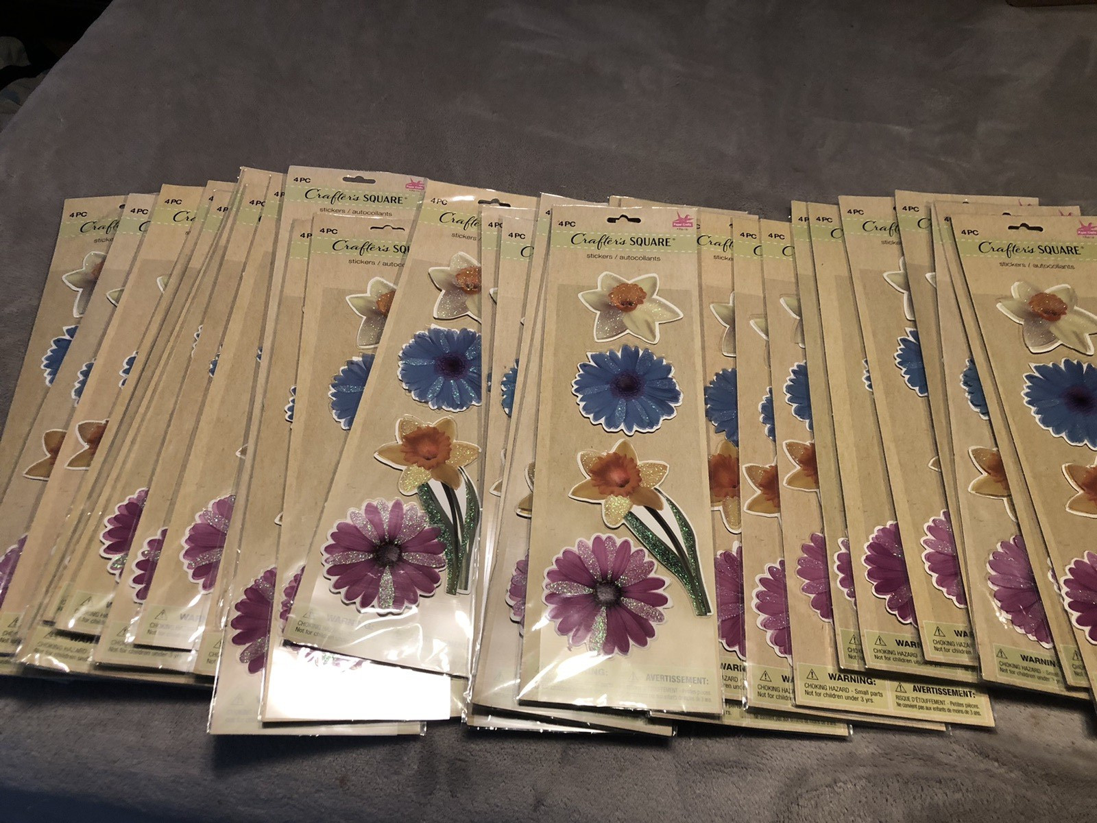 48 Floral Flower Stickers Large Crafter's Square 3" to 5.5" Foam Scrapbook NEW