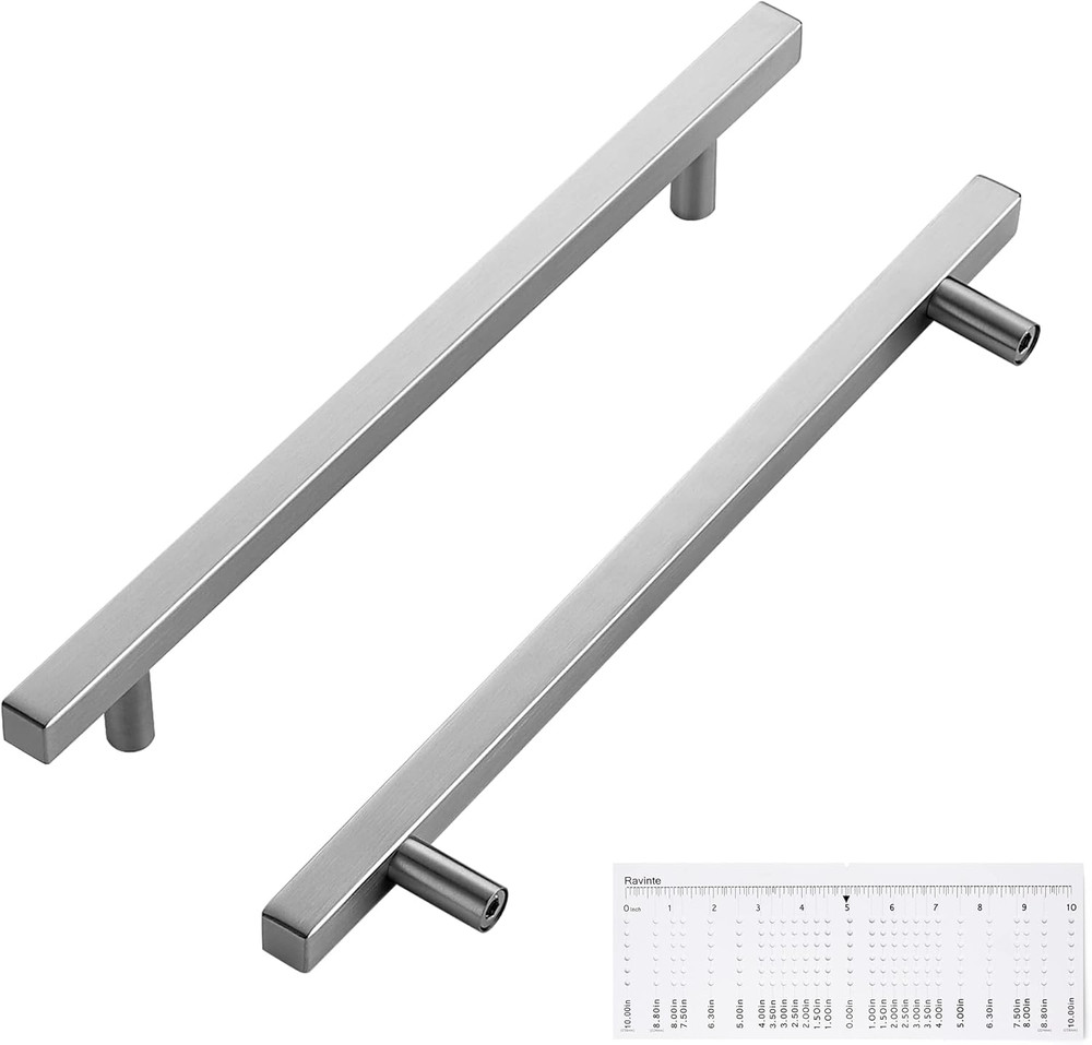 30 Pack Brushed Nickel Cabinet Pulls 7.5" Square Drawer Handles with Template