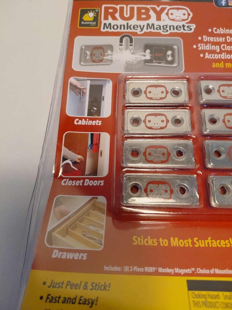 RUBY Monkey Magnets Ultra-Thin Magnetic Plates Keep It All Shut, AS-SEEN-ON-TV
