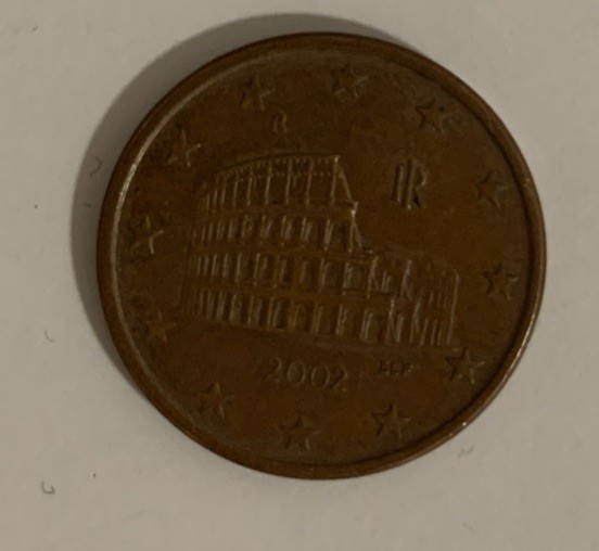 Rare Italian 5 cent coin year 2002