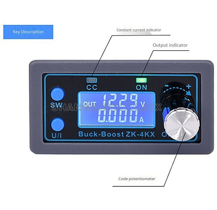 0.5-30V 4A DC-DC Buck Boost Converter Module CC CV Voltage Regulator LCD Display