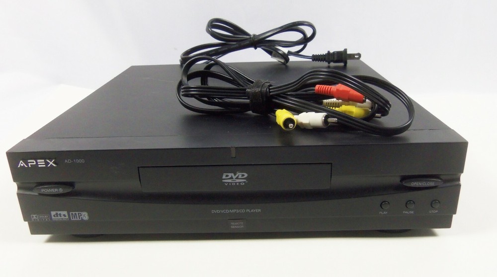 Apex Digital DVD MP3 CD Player Model AD1000  No Remote control Cables Included